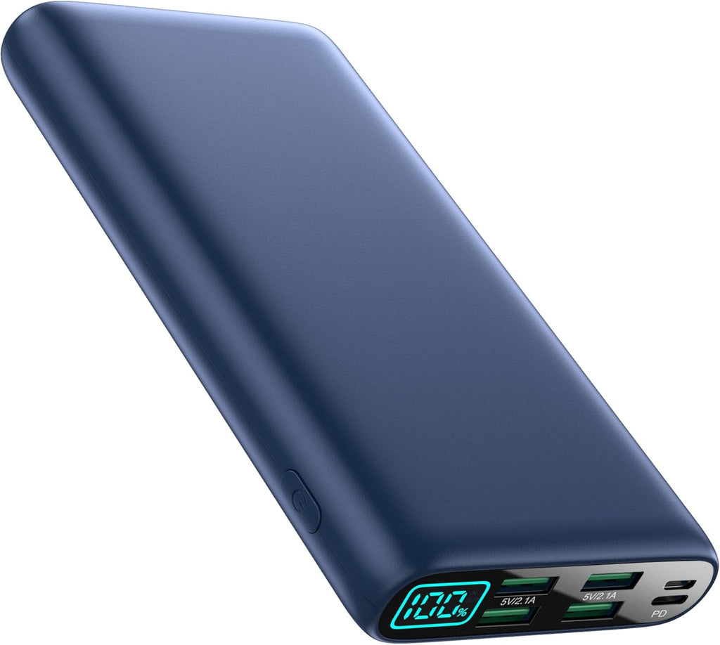 Portable Charger 38800mAh,LCD Display Power Bank,5 USB Outputs Battery Pack Backup,USB-C in&out Dual Input Phone Charging Compatible with iPhone 16/15/14/13 Pro,Android Samsung Galaxy Pixel Nexus-Blue