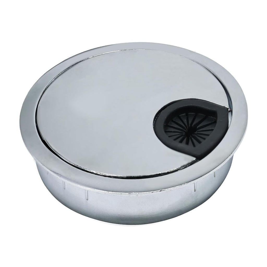 1 Pcs Desk Grommet 2-1/16" / 53 mm, Desk Cord Hole Cover, Cable Grommet Metal Zinc Alloy Materilal, Desk Hole Grommet for Home & Office Pc, Detachable Cable Cord Organizer-Bright Silver