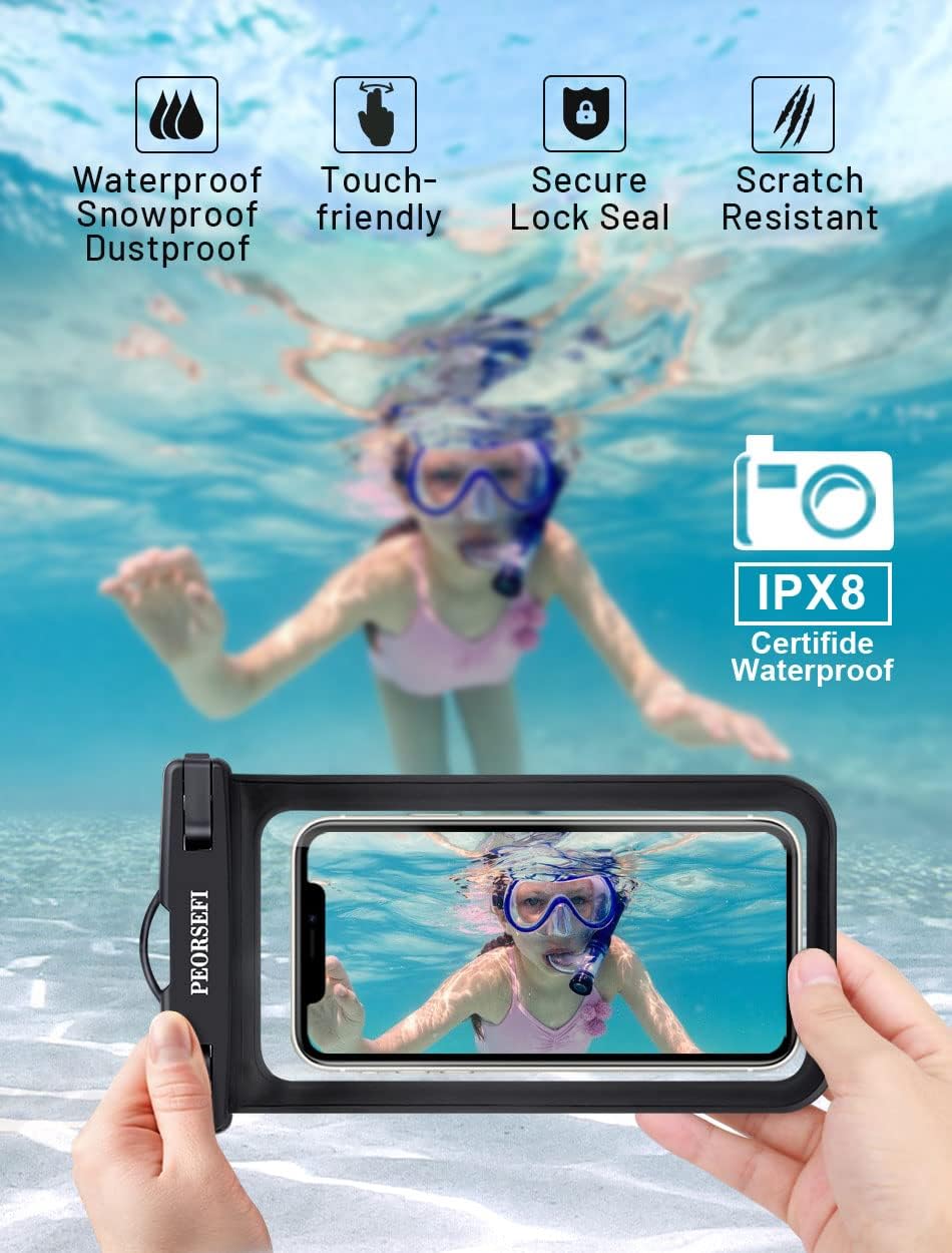 Universal Waterproof Phone Pouch-Waterproof Phone Case for iPhone 15 14 13 12 Pro Max XS Plus Galaxy S24+ S23 Up to 7",IPX8 Waterproof Cellphone Dry Bag Beach Vacation Cruise Ship Essentials-2 Pack