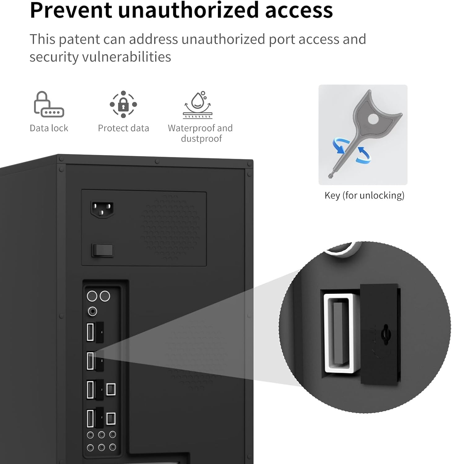 100PCS USB Metal Port Lock Blocker with 10 Keys - Secure USB-A Port Protector for PC/Laptop, Anti-Theft Data Security Lock, Dust & Moisture Proof Cover, Removable Type-A Connector Black