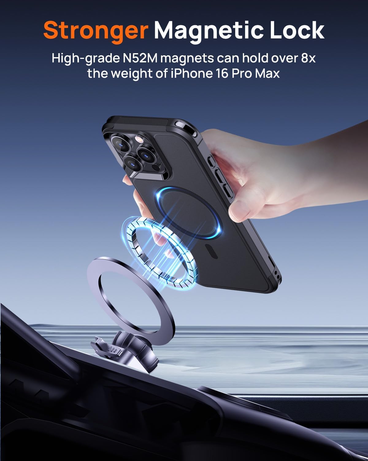 Lanhiem Magnetic for iPhone 16 Pro Max Case, with [2 Pcs Privacy Screen Protector] [Compatible with MagSafe] Shockproof Heavy Duty Military Protective Phone Case Cover for iPhone 16 Pro Max (Black)