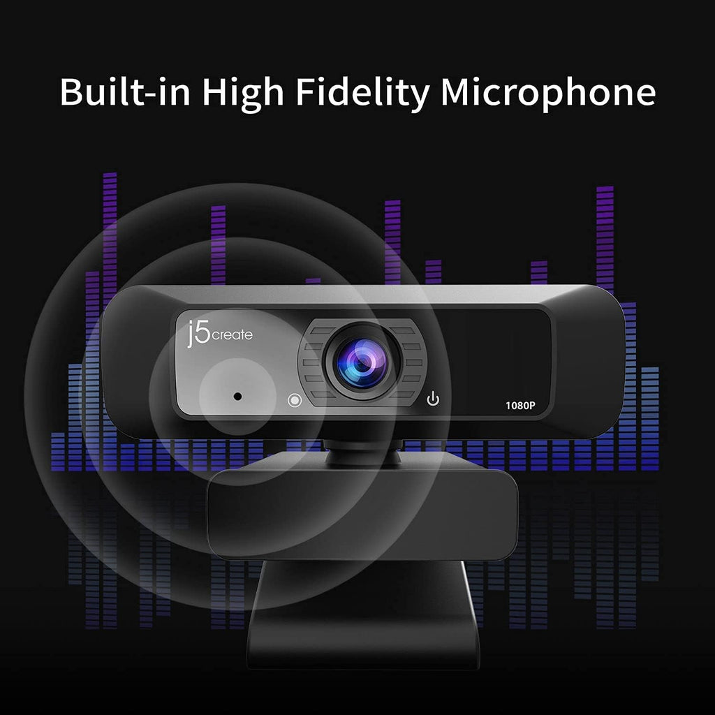 j5create USB Streaming Webcam - 1080P HD with 360° Rotation, High Fidelity Microphone, Plug and Play for PC/Mac/Laptop/Desktop/Skype/YouTube/Zoom/Facetime, Suitable for Conferencing/Calling (JVCU100)