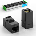 CAT6 RJ45 Keystone Coupler (24 Pack), Cat6 Keystone Jack Female to Female, Cat 6 Inline Keystone Jacks for Wall Plate & Patch Panel, RJ45 Ethernet Coupler Black