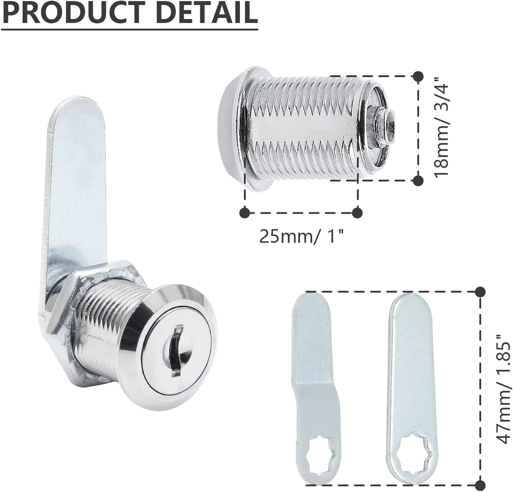 Uenhoy 6 Pack Cam Locks Keyed Alike, 1" (25mm) Cam Lock Set for Drawers Mailbox Tool Box RV, File Cabinet Locks with Keys