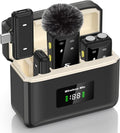 PQRQP Wireless Microphone for iPhone, iPad, Android(Lightning/USB C), Dual Microphones 20 H Battery Life, Mini Microphone, Cordless Double Mics for Video Recording, YouTube, TikTok, 164FT
