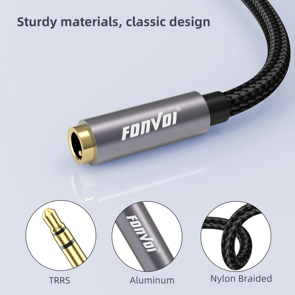 8FT 3.5mm Aux Jack Audio Extension Cable,Male to Female,TRS Headphone Extension Cable Compatible with Heaphone, MP3 Players iPhone iPad Tablets Media Player