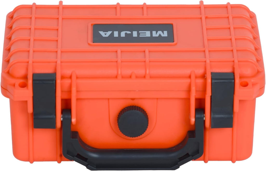 MEIJIA Portable All Weather IP67 Waterproof Protective Case, Hard Case,Camera Case With Customizable Foam,Fit Use of Drones, Cameras,Equipments, 8.12”x6.56”x 3.56” (Orange)