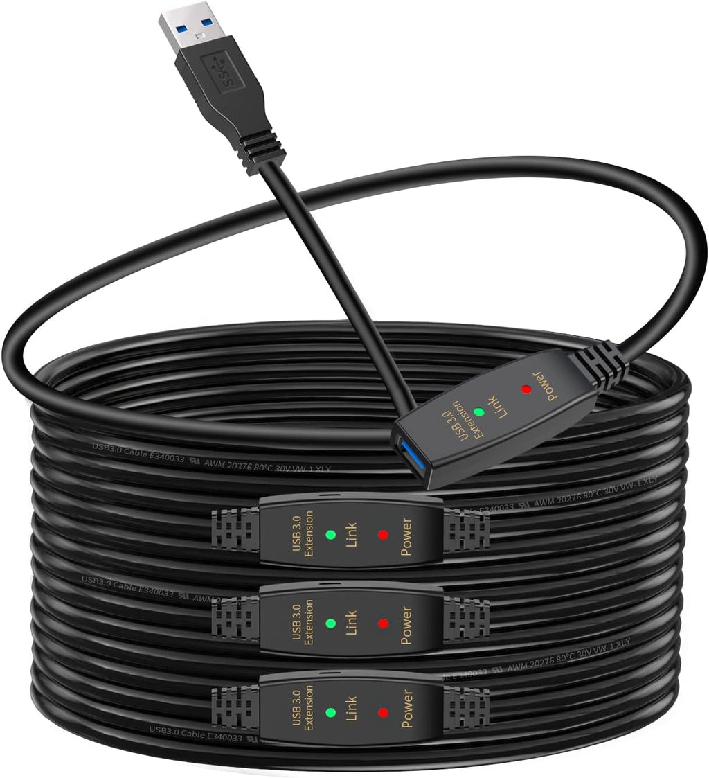 LDKCOK Active USB 3.0 Extension Cable 100ft– Male to Female Extender Cord, USB Extension Cable for USB Flash Drive, Card Reader, Hard Drive, Keyboard, PlayStation, Xbox, VR, Printer, Camera, Laptop