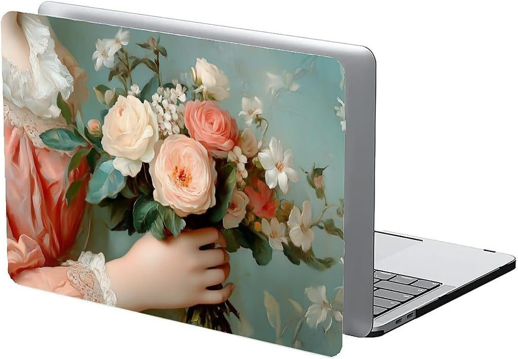 Compatible with MacBook Air 13.3 13.6 Inch Case 2022 2021 2020 2019 Plastic Hard Shell Case Cover,13.6 Air (A2681) M2 2022, A Lady with Flowers
