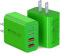 2 Pack USB C Charger, 40W Fast Charge Cube, 4-Port QC+PD Wall Plug,Multi-Port Type C Power Adapter for iPhone 16 15 14 13 12 Pro Max XS XR 8,Galaxy S24,Nexus,HTC,Google Pixel,and More(Green)