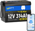 12V 314Ah LiFePO4 Mini Lithium Battery with Bluetooth 5.0, Built-in Metal Frame 200Ah BMS, 4.01kWh Energy, Upgraded Aluminum Cooling Fins, 12v 300ah + Lifepo4 Lithium Batterys