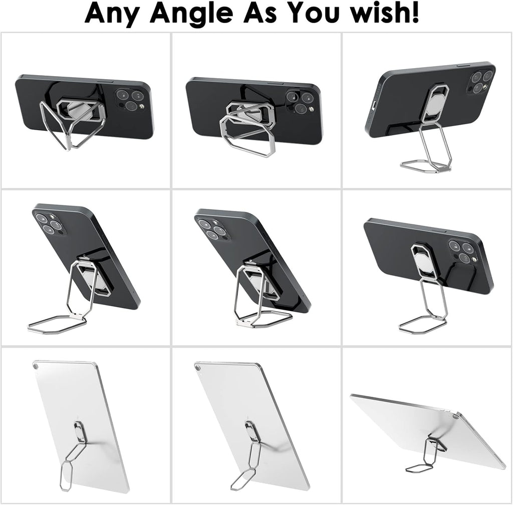 Phone Ring Holder Finger Kickstand, Upgraded 360° Rotation Metal Phone Grip for Magnetic Car Mount Foldable Cell Phone Stand Compatible with Most Smartphones