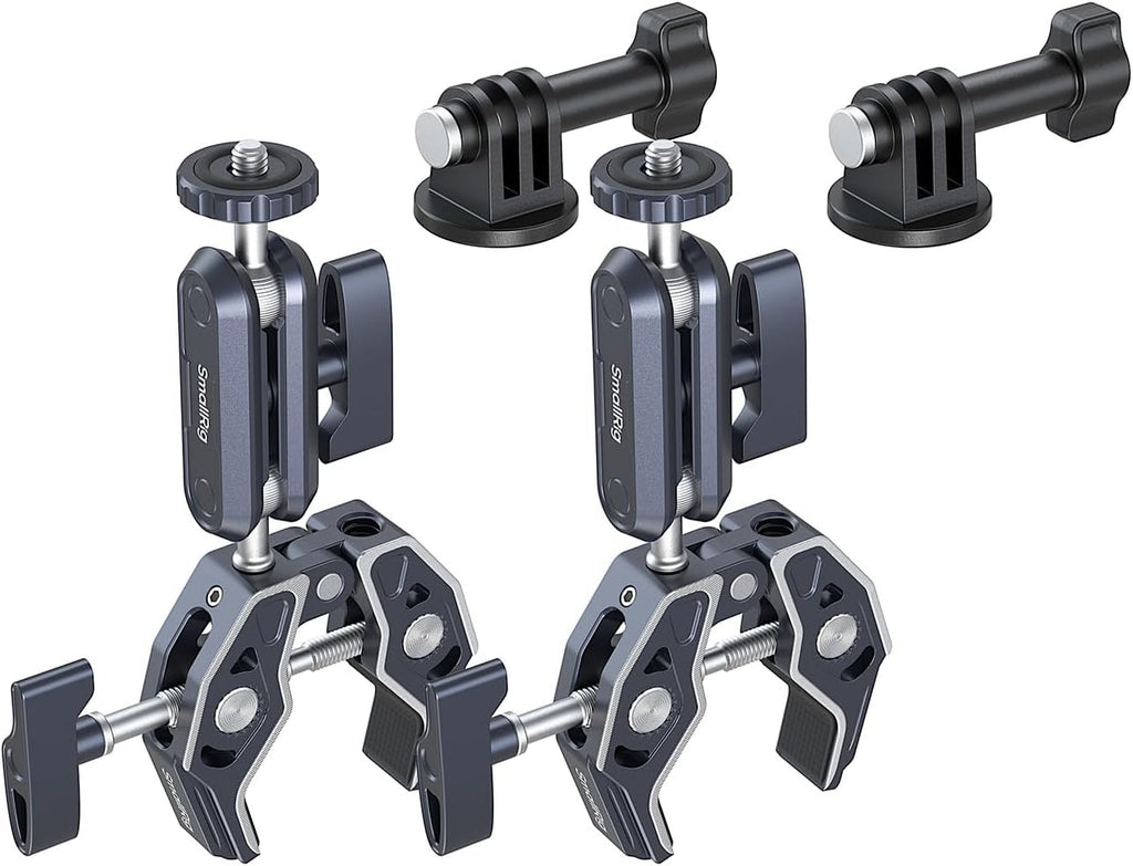 SMALLRIG Camera Mount Clamp 2-Pack, Ballhead Magic Arm with Adapter for GoPro, Camera Monitor Mount, Super Clamp for DSLR/Stabilizer - 5529