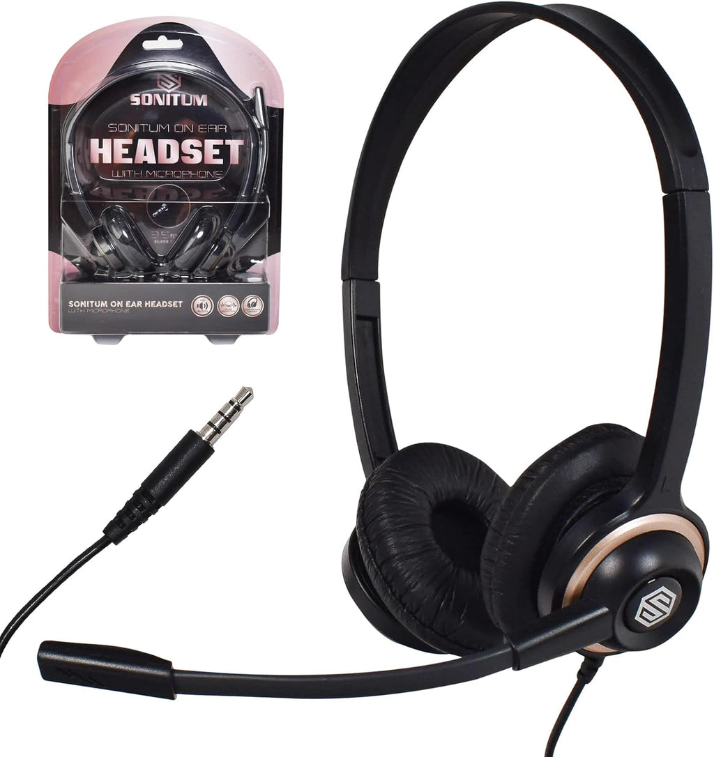Bulk Headsets With Microphone (10 Pack) - Noise Canceling Computer Headset For Office, Meetings, Chat- Comfortable Over-Ear PC Headphones With Rotating Mic- 3.5 Jack For Universal Connectivity