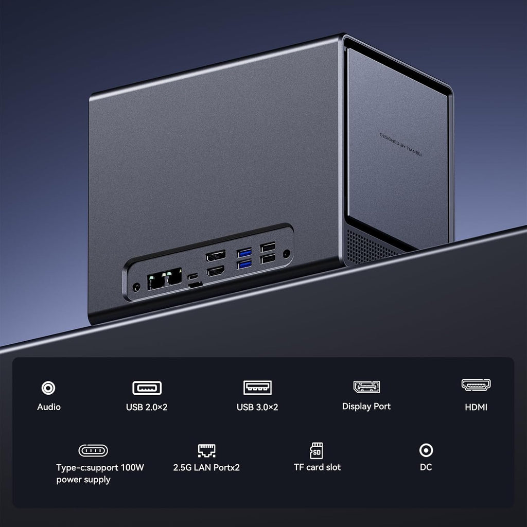 AOOSTAR WTR PRO AMD Ryzen 7 5825u 4 Bay NAS Mini PC, 16GB RAM 512GB SSD, 4K HDMI, 2 * M.2 NVMe Slots, 2.5/3.5 SATAx 4 Storage(Up to 4 * 22TB)