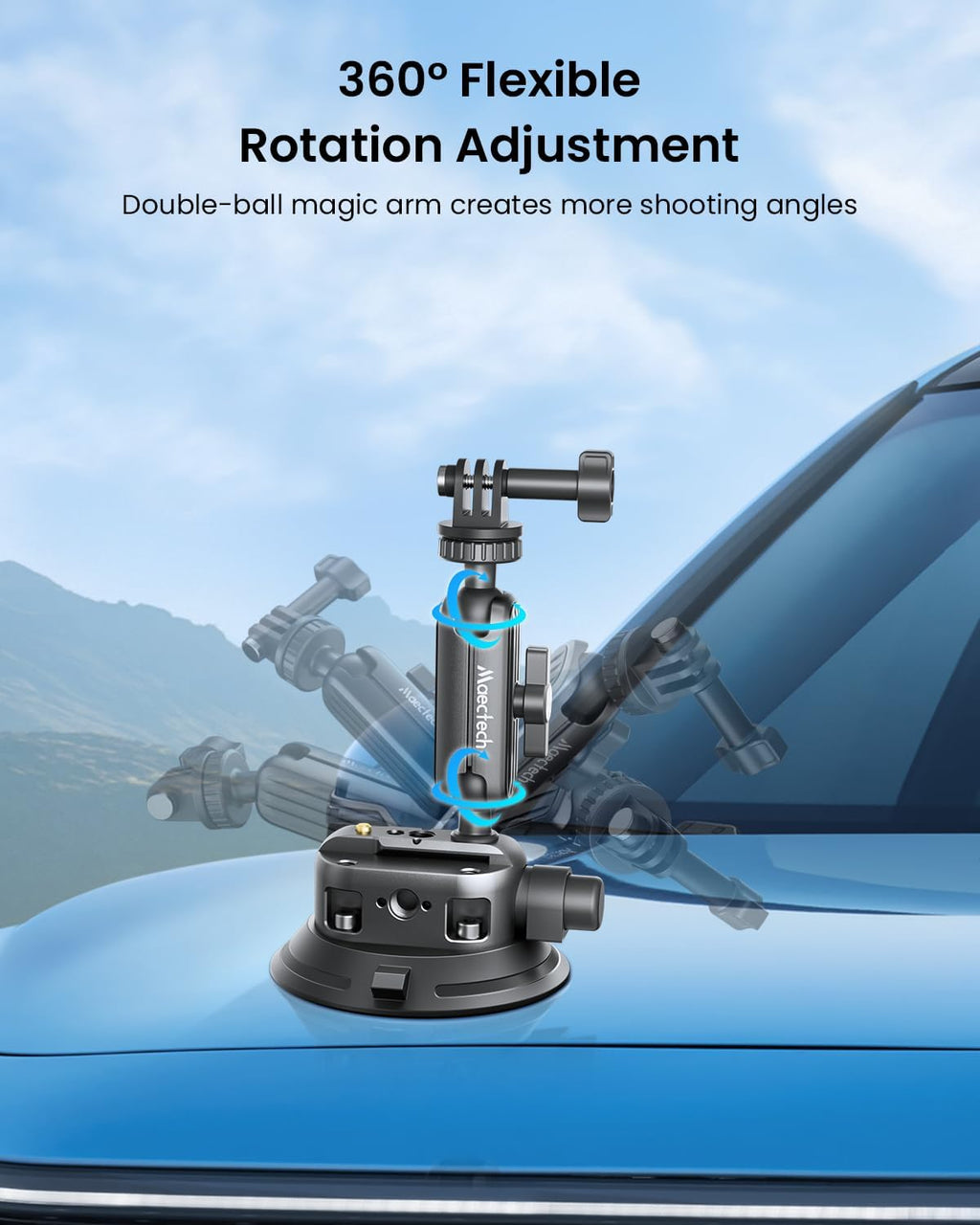 4" Suction Cup Mount with Magic Arm for Car Camera Mount for Go pro Windshield Phone Holder for Insta 360 Action Camera Accessories