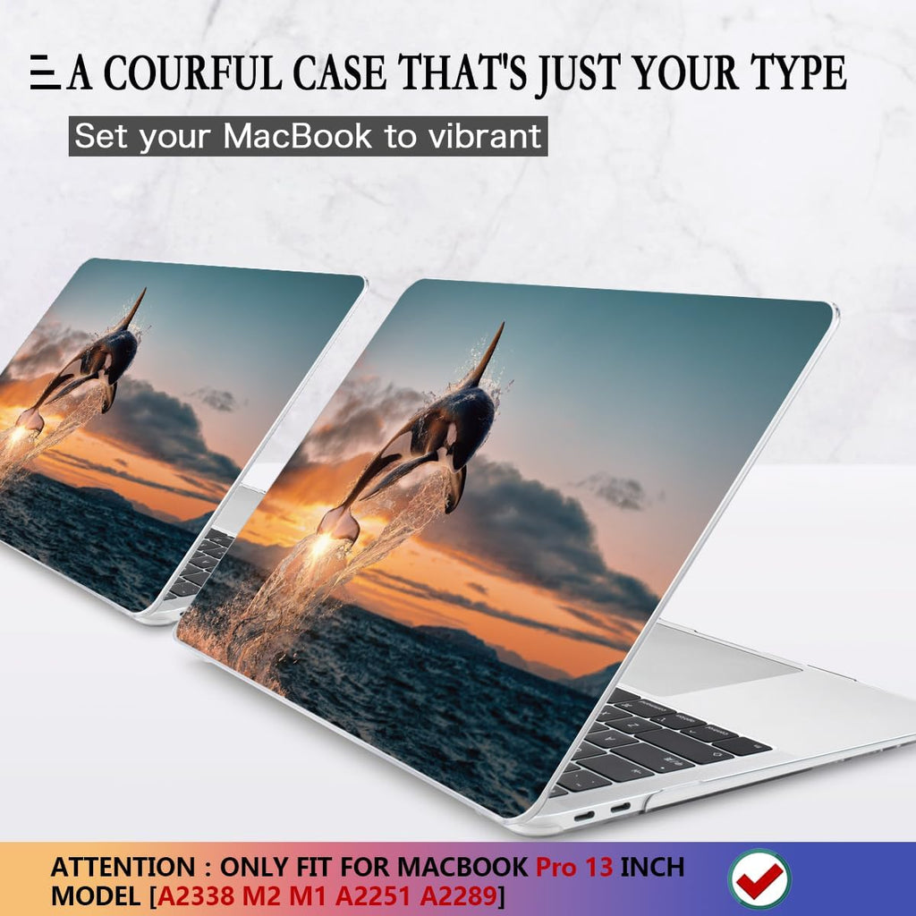 CISSOOK Compatible with MacBook Pro 13 inch Case 2023 2022 2021 2020 Release M2 M1 Chip A2338 A2251 A2289 Model with Touch Bar, Protective Plastic Hard Shell Case Cover for Pro 13", Dolphin&Sea