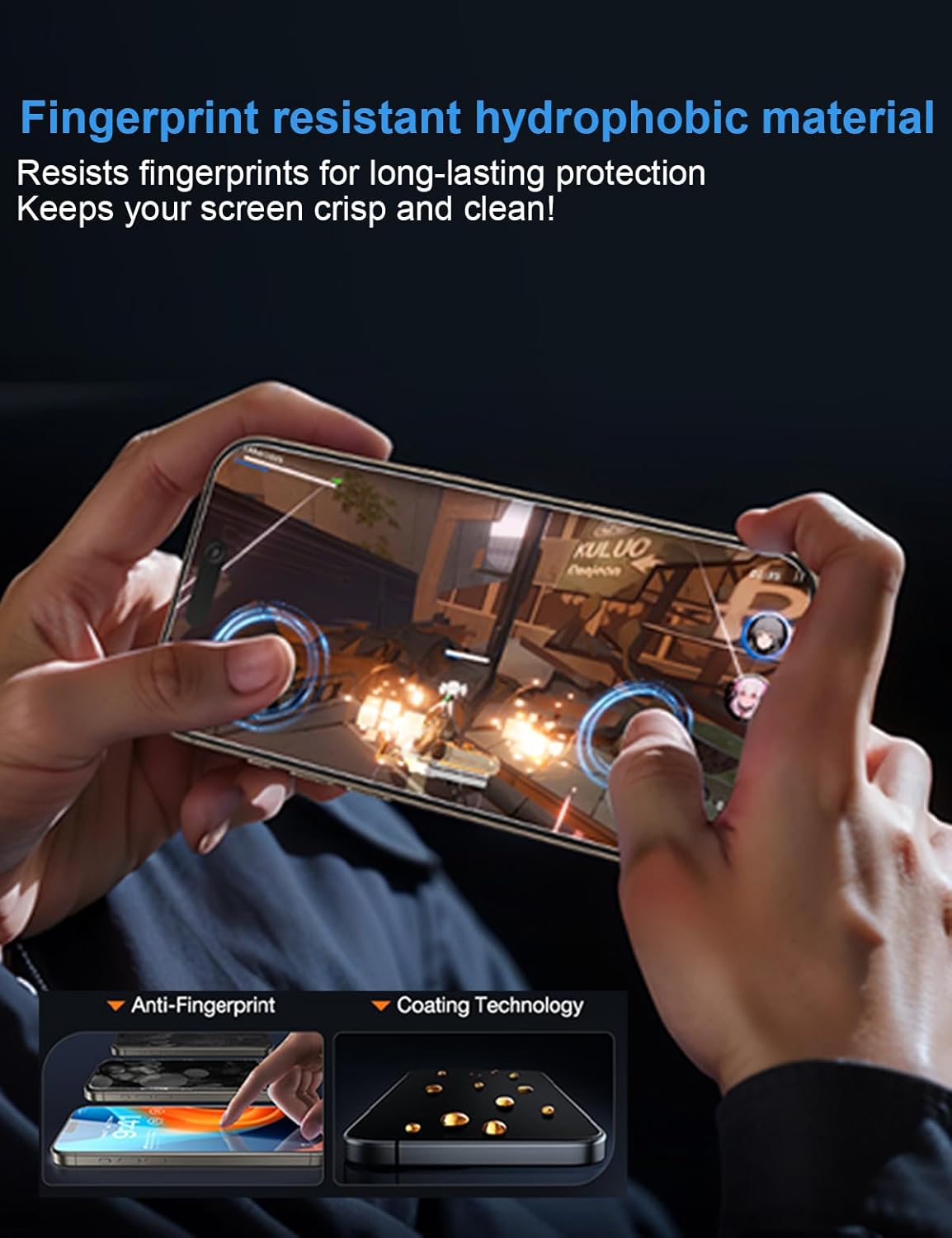 OneFish Screen Protector for iPhone 16 Pro Privacy, 4-Way 360° Anti-Spy Tempered Glass, 9H Hardness, HD Clear Anti-Fingerprint 3D Curved Edges, Case-Friendly & Easy Installation [2 Pack]
