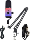 Gaming Microphone for PC, Streaming Mic with RGB Lighting, Mute & Gain Control, Boom Arm, Pop Filter, USB Condenser Gaming Mic for Podcasting, YouTube, Discord, PS4/PS5, Mac, Microfono Profesional (A)