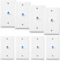 Weewooday 8-Pack White Single Gang F Connector Coax Wall Plates (Blue, 1-Port)