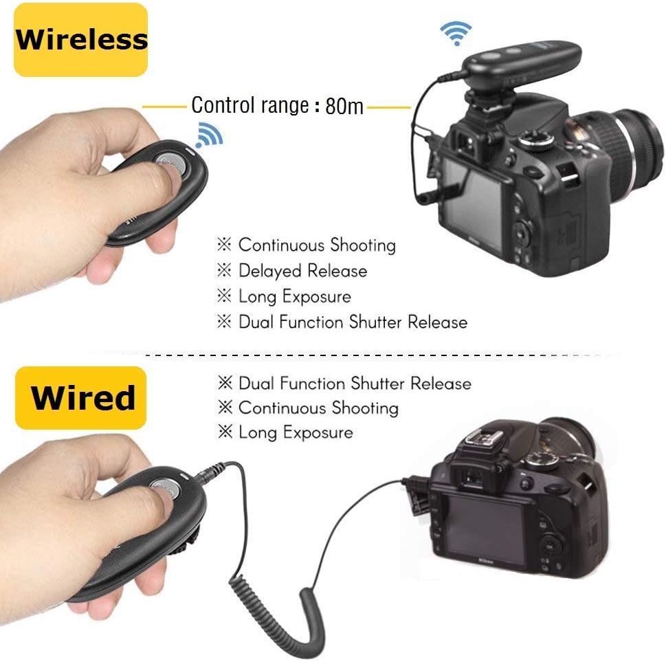 PHOLSY Wireless Shutter Release Camera Remote Compatible with Nikon Z5 Z8 Z9 Z7ii Z6 Z6ii D750 D780 D7500 D7200 D5600 D5500 P7700 P7800 P950 D90 D4 D5 D6 D800 D850 D810 D700 D300 D200 COOLPIX Series