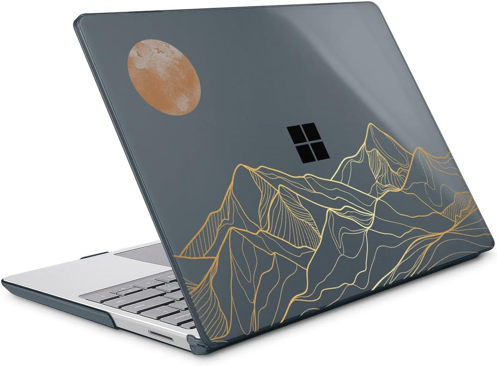 Tuiklol Case for 15 Inch Microsoft Surface Laptop 5/4/3 2022-2020, Model 1979/1953/1872/1873 Hard Shell Cover, Keyboard Cover+Screen Protector+Dust Plugs,Moon and Mountain