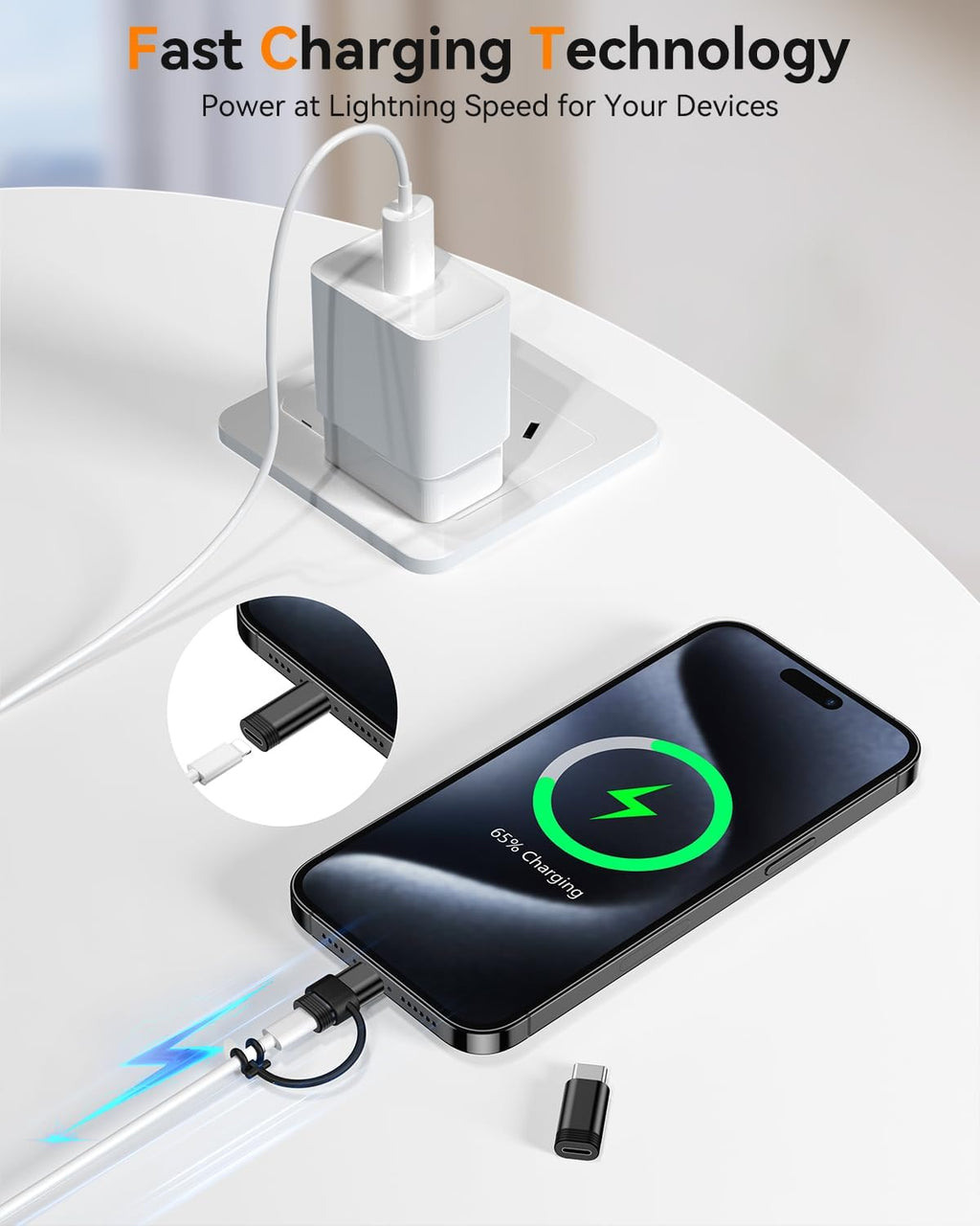 Temdan 4 Pack Lightning to USB C Adapter for iPhone 15/16/17 Pro/17 Pro Max,for iPhone 17/16 Charger,17/16 Accessories,Fast Charging&Data Transfer,USB C Charger Connector Cable,Not for Audio/OTG-Black