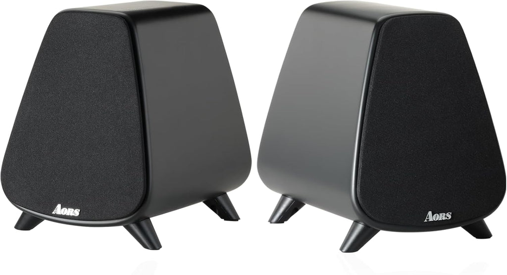 AS31 Active Bookshelf Speakers – 80W RMS 2-Way Stereo / 3″ Long-Stroke Woofer & 20 mm Silk Dome Tweeter – Bluetooth 5.3, RCA + Optical Inputs, Sub-Out & Remote Control – Wooden（Black）