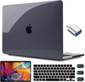 CISSOOK Hard Shell Case for MacBook Air 13.6inch A2681 M2 A3113 M3 Chip 2022-2024, Crystal Black, Includes Keyboard Cover, Screen Protector, Adapter & Camera Cover