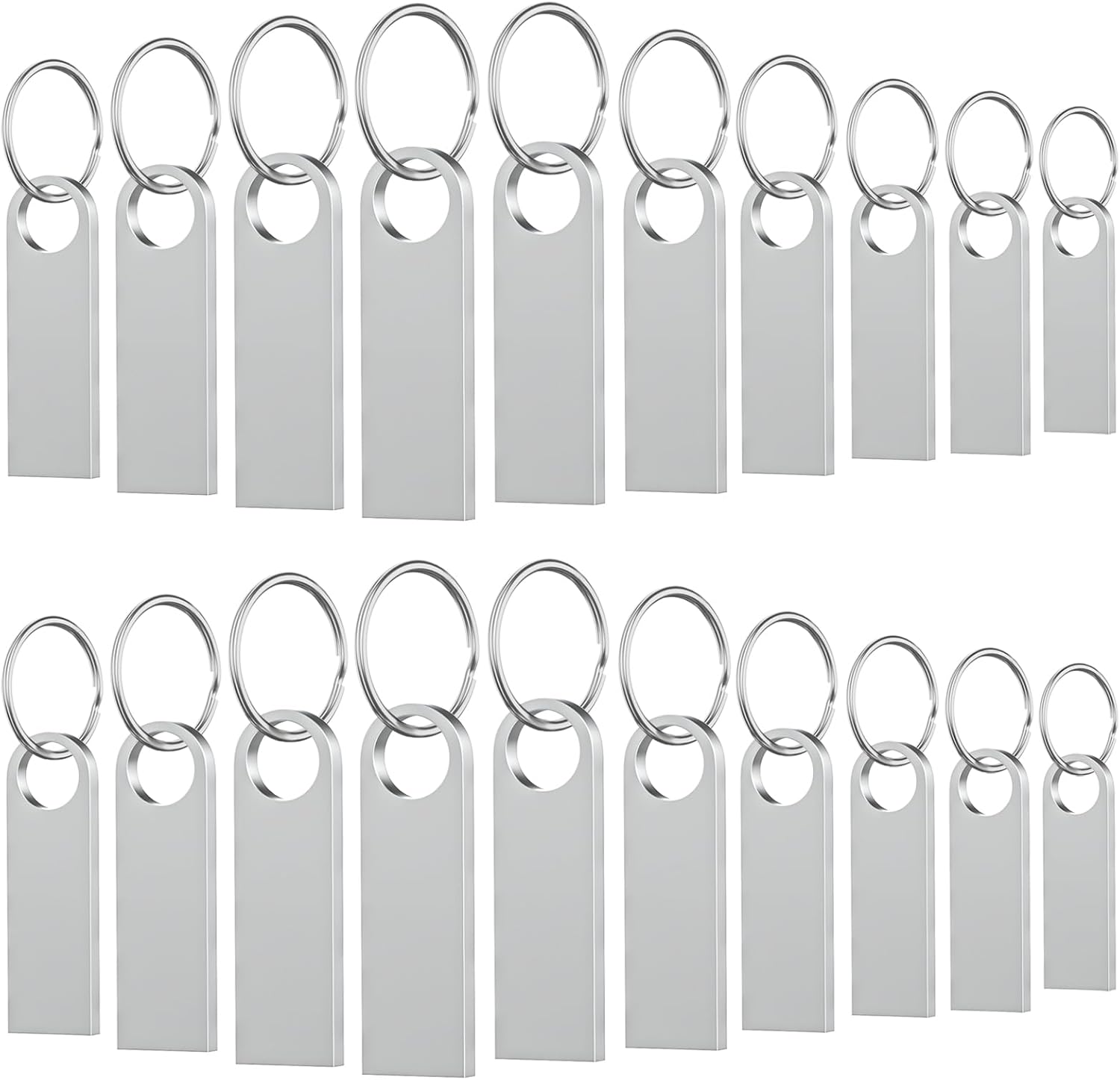 20 Pack 1GB USB Flash Drive with Keychains, Wooolken Sleek Metal USB 2.0 Thumb Drives Memory Stick for PC Laptop Computer(Sliver)