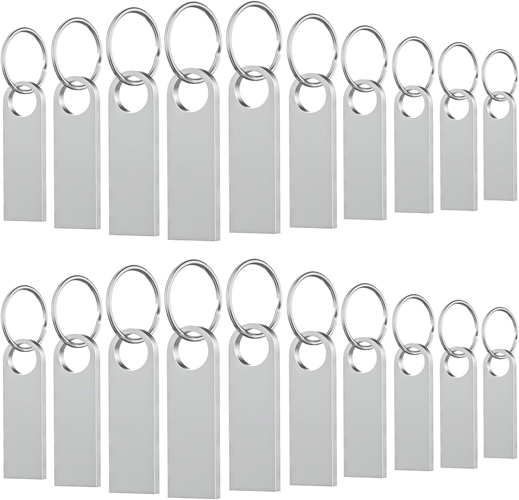 20 Pack 128MB USB Flash Drive with Keychains, Wooolken Sleek Metal USB 2.0 Thumb Drives Memory Stick for PC Laptop Computer(Sliver)