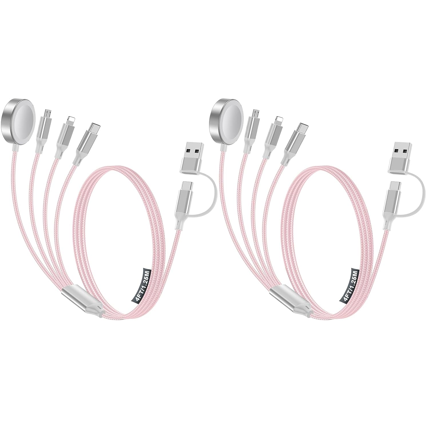 2 Pack Charging Cable for Apple Watch Charger/Samsung/iPhone Charger,Car/Office/Camping/Travel Essentials,Type C Cable Cord for iWatch Ultra/10-2/iPhone 16-11/Samsung S25-S20,iPad,airPods-Pink