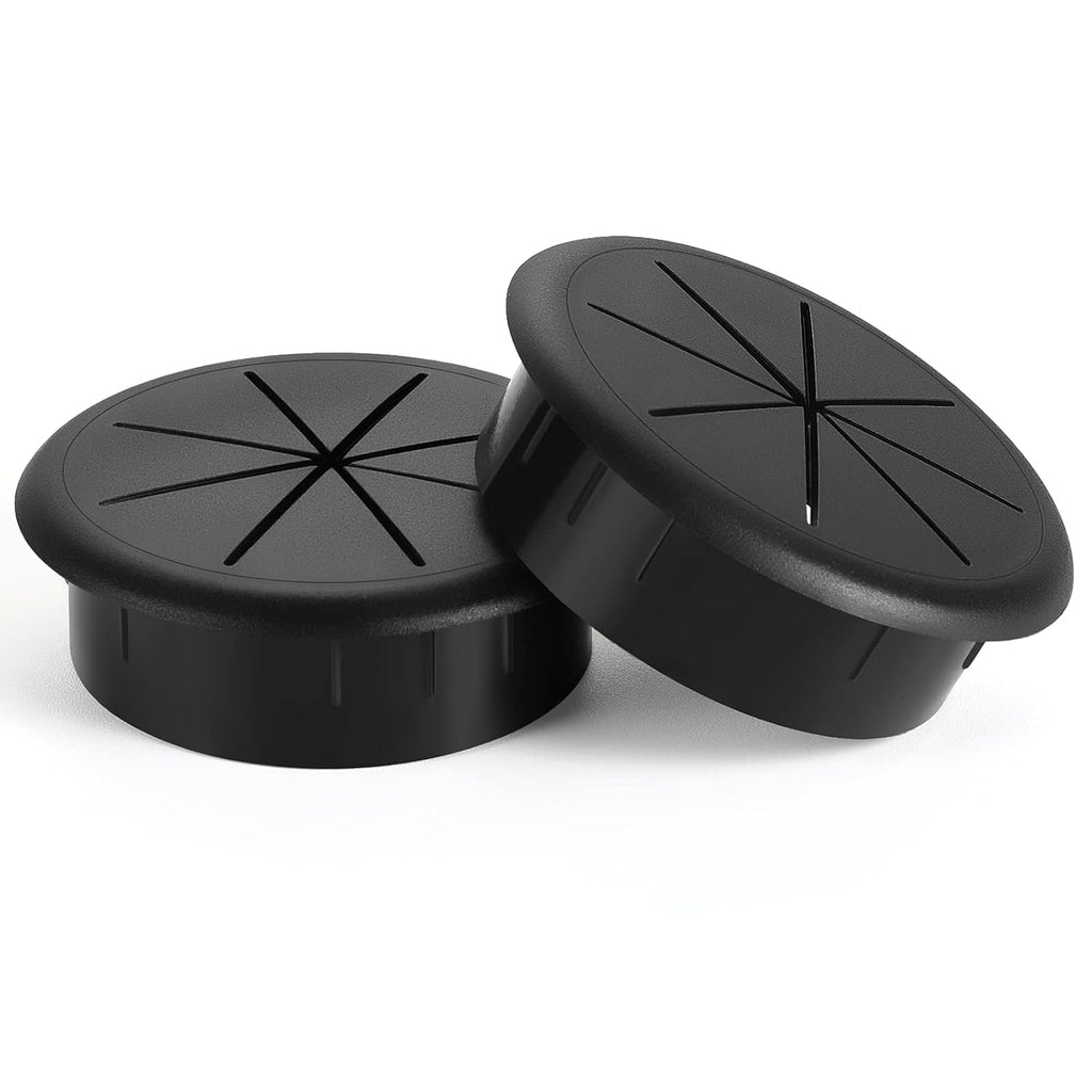 HYCC 2 Pack 2-3/8 Inch Flexible Desk Grommet,Organize Wires and Cables on Office Equipment, Computer Components, Entertainment Systems Effectively - Color: Black