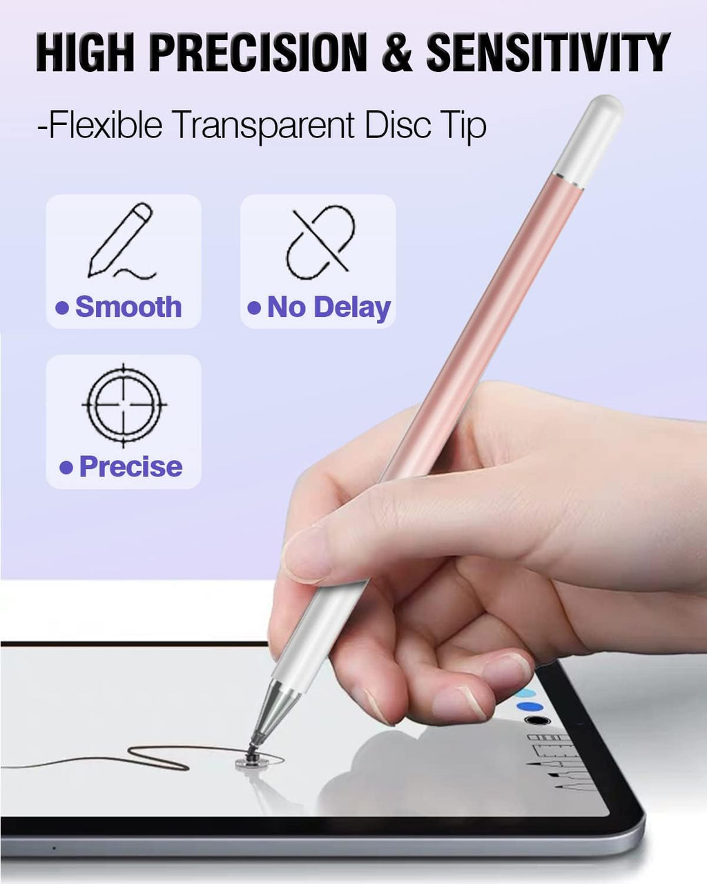 Stylus Pens for Touch Screens, 2 in 1 High Precision Universal Stylus Pen for iPad Compatible with Apple, iPhone, iPad, Android, Samsung Tablets, Phones, 3 Pack-Pink, Purple, Yellow