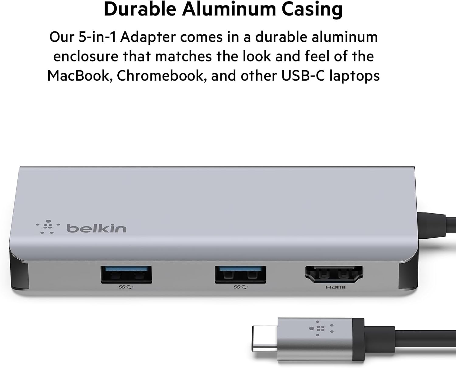 Belkin USB-C Hub, 5-in-1 MultiPort USB-C Docking Station for MacBook & Windows w/ 4K HDMI 1.4, 2x USB-A 3.1, SD 3.0, & Micro SD 3.0, & 5Gbps Data Transfer for Home, Office, & Travel, PVC002