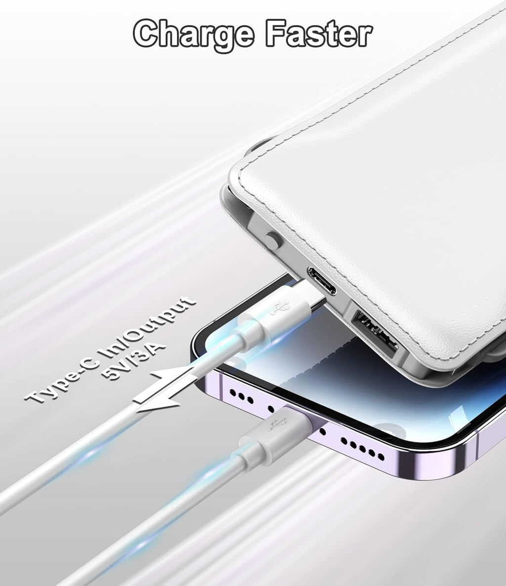 TG90° 2 Pack 10000mAh Slim Portable Charger with Built in Cables,Power Bank Travel Charger Cell Phone External Battery Pack,4 Output External Battery Pack Compatible with iPhone Android Phone