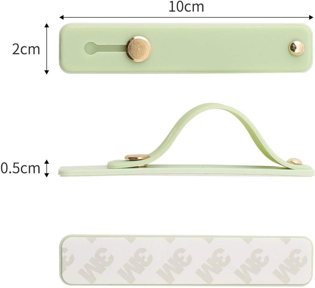 Removable and Reusable Cell Phone Grip Strap, Yetaida Telescopic Finger Kickstand Bracket Universal Silicone Phone Holder Stand and Portable Finger Loop for Most Smartphones Case (Matcha Green)