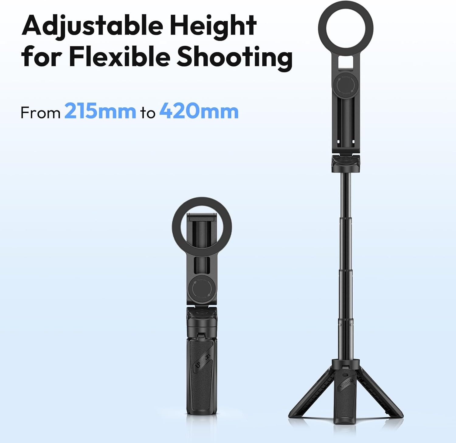 ULANZI JJ03 Magnetic Tripod for Phone with Remote Control, 3-in-1 Selfie Stick Handle Grip 360° Rotation Extendable Stand for iPhone Android Phones