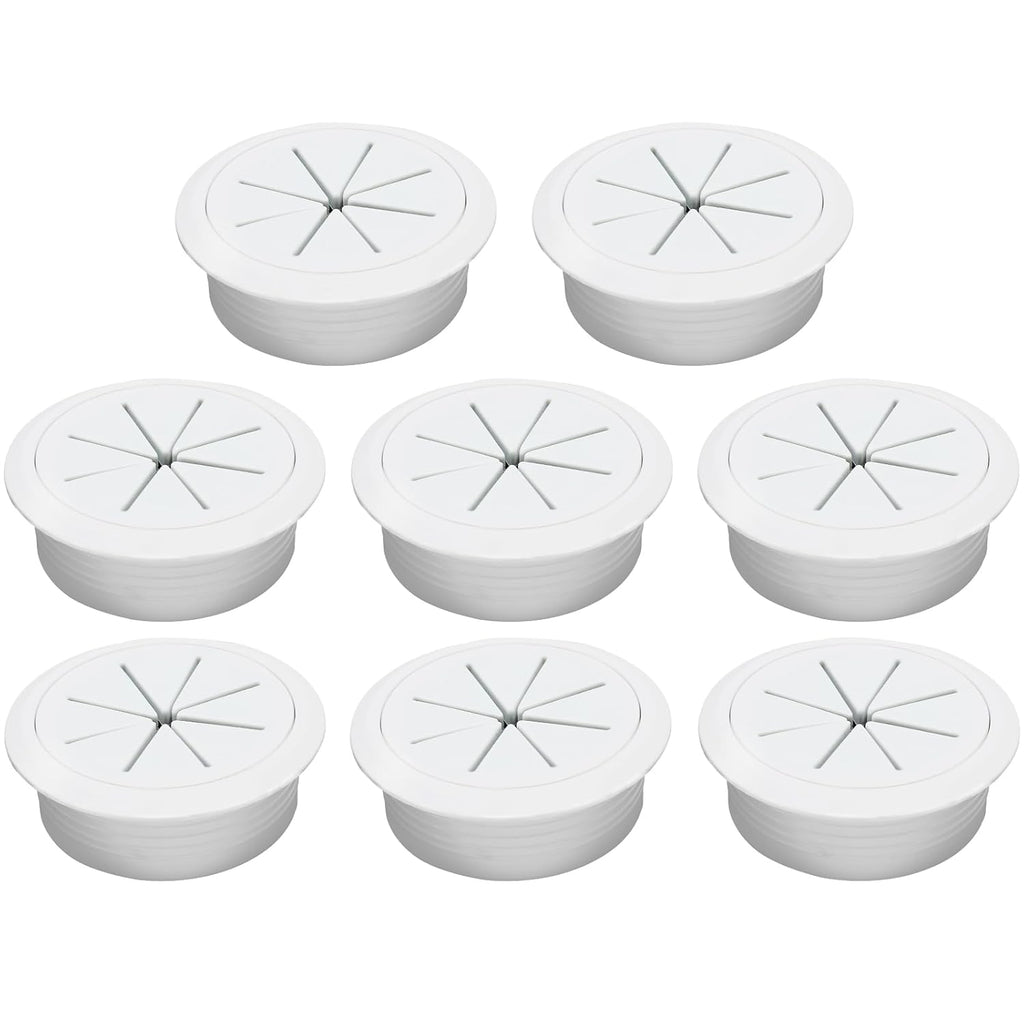 Desk Grommet 2" (50 mm), Desk Hole Cover for Cables White, Cable Grommet ABS Plastic, Desk Hole Grommet for Office and Home Table Cable, Detachable & Flexible Cable Cord Organizer-8 Pcs