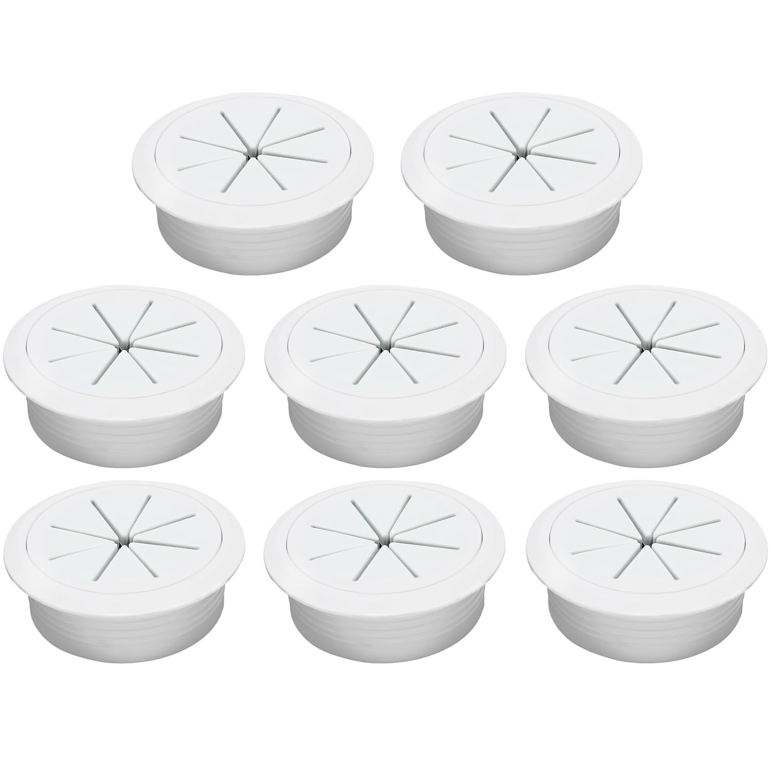 Desk Grommet 2" (50 mm), Desk Hole Cover for Cables White, Cable Grommet ABS Plastic, Desk Hole Grommet for Office and Home Table Cable, Detachable & Flexible Cable Cord Organizer-8 Pcs