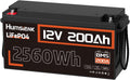 12V 200Ah LiFePO4 Lithium Battery, Built-in 200A BMS, Rechargeable Deep Cycles Batterys, 2560Wh Lithium Battery for Off-Grid and Home Solar System, Marine, Trailer, RV