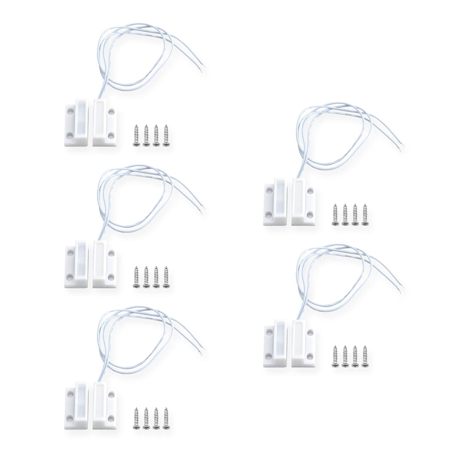 Magnetic Reed Switch NO Surface Mount Wired Door Window Contact Sensor with Adhesive Paper for Home Security and Burglar Alarm Systems MC-38 5pcs