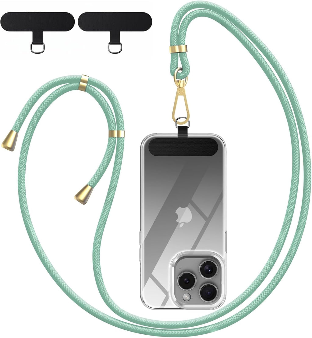 Crossbody Phone Lanyard Strap with 2 Pack Patchs, Adjustable Universal Nylon Neck Strap