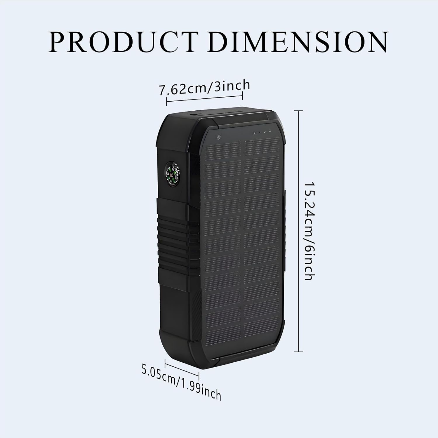 Solar Power Bank 66800mAh Built in Hand Crank and 4 Cables 22.5W Fast Charge,Camping Essentials/SOS/Strobe/Strong Flashlights,Compass Solar Portable Charger Power Bank (Black)