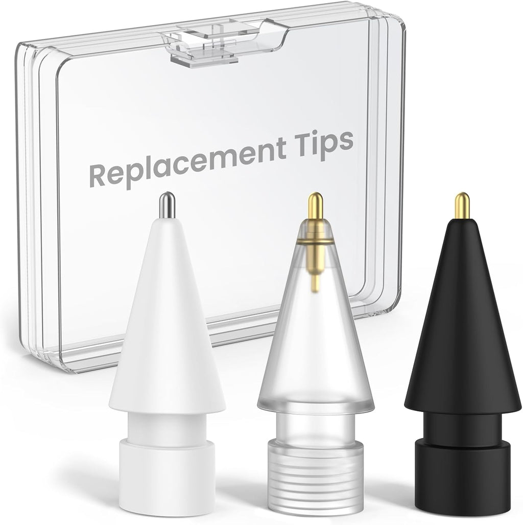 Delidigi 3 Pack Replacement Tips Compatible with Apple Pencil Pro/2nd Generation/1st Gen/USB C, Wear-Resistant iPencil Nibs Accessories Fine Point Precise Control Pen Like Tips