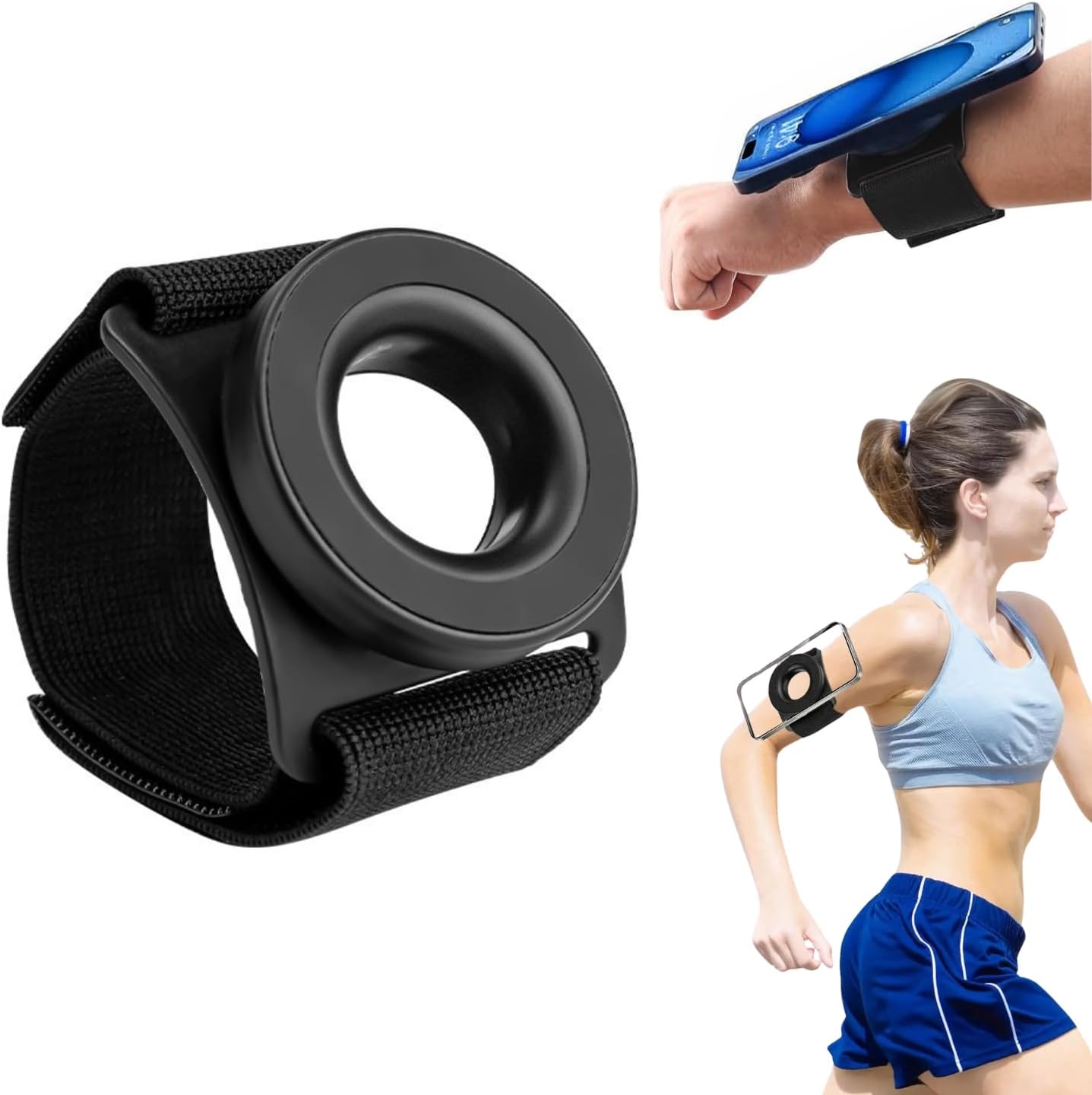 Magnetic Wrist Phone Holder for Running – 360° Rotatable and Compatible with MagSafe | Armband Strap for iPhone 12 to 16 & Android, Quick Mount Arm Band for Runners, Anti-Drop Phone Mount