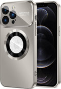 Magnetic for iPhone 12 Pro Max Case, Compatible with MagSafe, Built-in Camera Lens Protector, Logo View, Military Grade Drop Proof Phone Case Cover, Titanium Gray