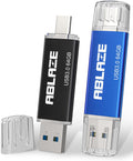 ABLAZE USB C Flash Drive 64GB 2 Pack, Dual USB 3.0+Type C Flash Drive Compatible with iPhone 16/15, Android Smartphone, Computer,Tablet Mac Laptop (2 Pack)