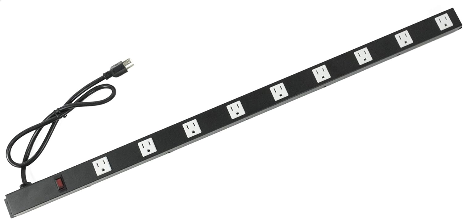 9 Outlets 3 Feet Power Cord 3 Feet Body Opentron OT3093 Heavy Duty Metal Surge Protector Power Strip with Mounting Parts - Free End Caps for Shipping Protection Only