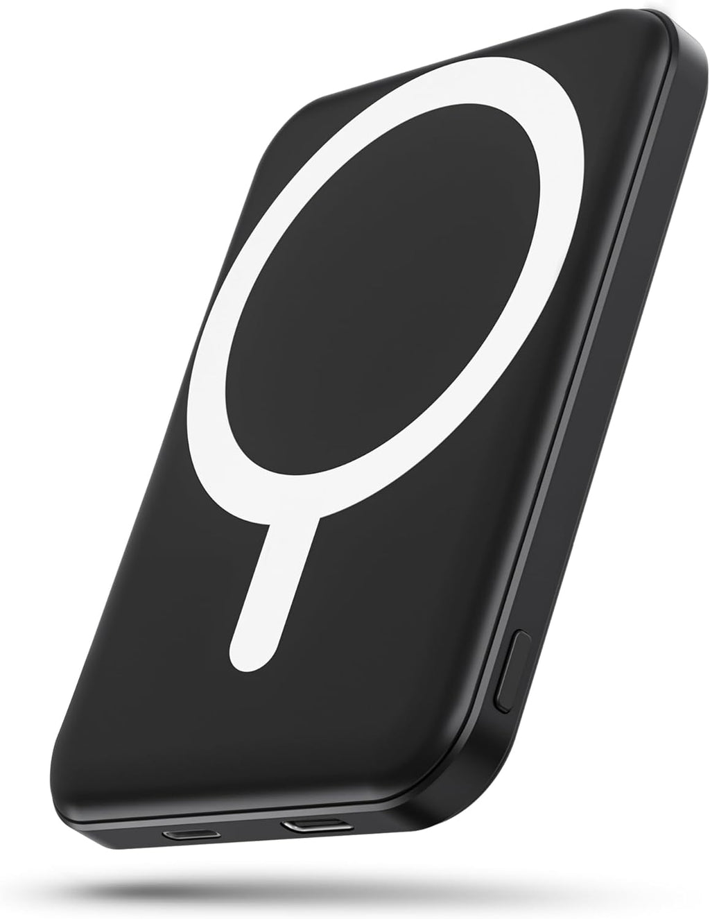 podoru for Magsafe Battery Pack, 5000mAh Magnetic Power Bank with Type-C Cable 20W PD Fast Charging Lighting Input Wireless Portable Charger for iPhone 16/15/14/13/12/ All Series-Black